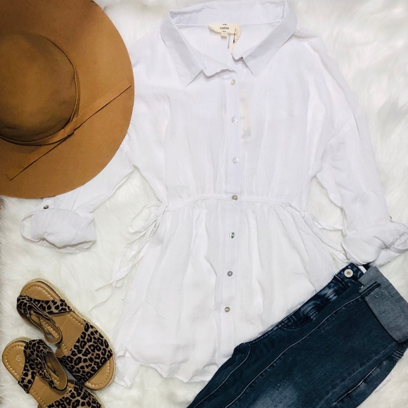 Crinkle Button Down Top - Picture 1 of 1